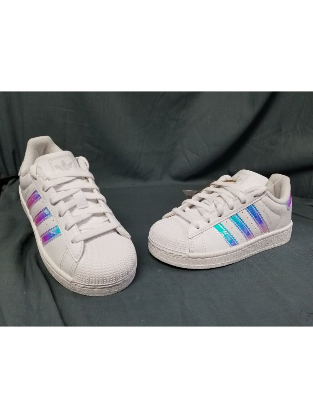Adidas Superstar II C Sneakers White/Halo Blue JQ1789 Girls Size 1.5 NEW NO BOX!
